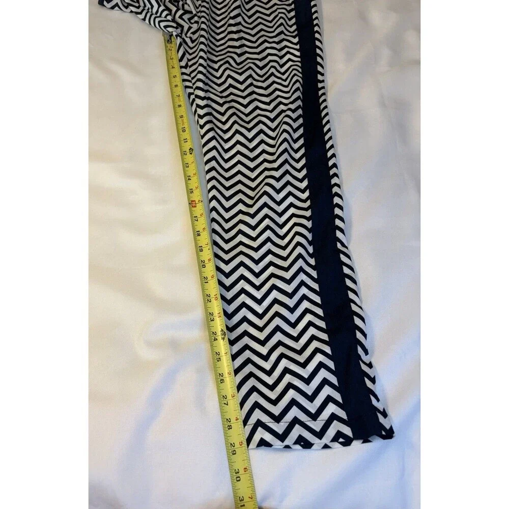 MILANO White Navy Chevron Sleeveless Jumpsuit Medium Snap Front Lightweight